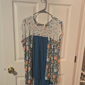 Matilda Jane Blue Floral Dress with Lace